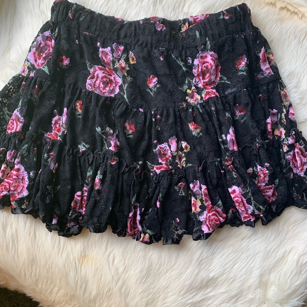 Black Floral Skirt